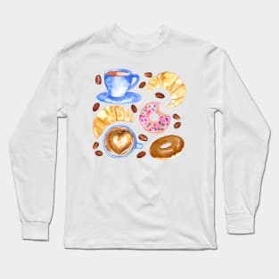 Coffee, Donuts & Croissants Long Sleeve T-Shirt